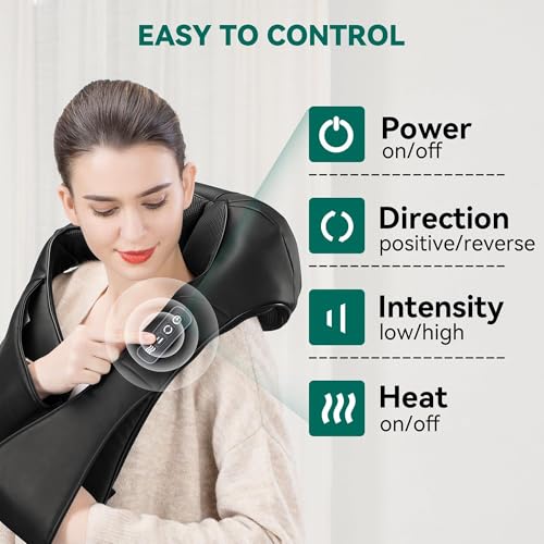 Snailax Cordless Massager - Shiatsu Neck and Shoulder Massager with Heat, FSA Eligible, Portable, Lumbar, Back Electric Ma...