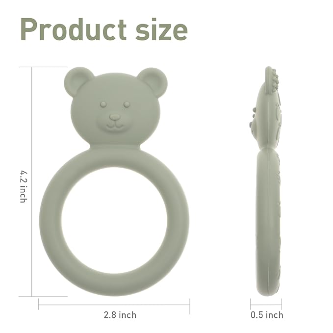 Silicone Baby Teether, Teething Toy Ring for Babies, Easy to Hold Design, BPA Free (Power Rose + Dusty Lilac)