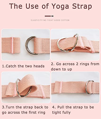 8ft 240g Super Thick Fitness Yoga Strap for Stretching, 3 Color Pure Cotton Durable Fitness Belt Bands Exercise Safe Adjus...