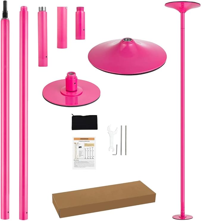 PRIORMAN Dance Pole Set -Premium Height Adjustable 7.38-8.85ft Portable 45mm Diameter 360°Spinning Dancing Pole for Home,2...