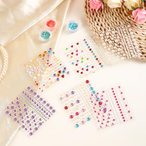 QXUJI 6 Sheets Eye Body Face Gems Jewels, Self-adhesive Rhinestone Makeup Stickers, with 3 Colors Face and Body Glitter Ge...