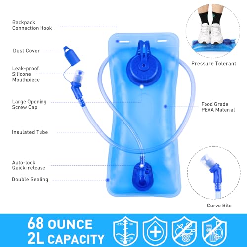 Rave Hydration Pack, Hydration Backpack with 2L Hydration Bladder, Festival Essential Water Backpack for Hiking, Running, ...