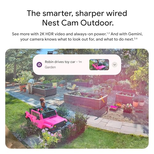 Google Nest Cam Outdoor (Wired, 2nd Gen) - 2 Pack - Security Camera with 2K Video and Gemini, Night Vision, 2-Way Audio - ...
