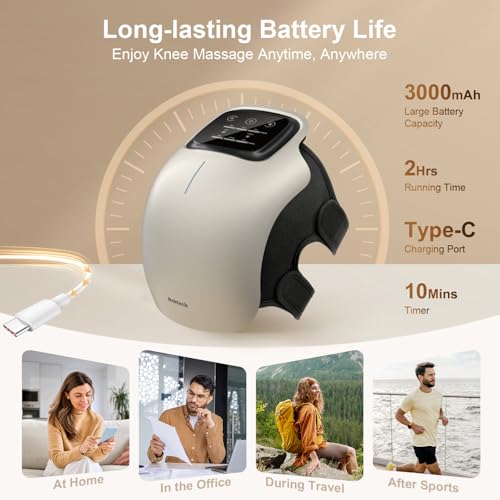 Nekteck Knee Massager, Cordless Knee Massage for Pain Relief with 3 Heating Levels & Vibration Modes, FSA Eligible Smart K...