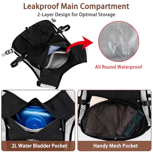 Running Hydration Vest for Women Men - Waterproof Running Water Backpack Hydration Pack with 12 Pockets, Lightweight Water...