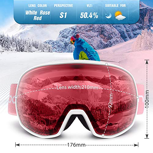 Snowledge Ski Goggles for Men Women with UV Protection, Anti-Fog Dual Lens