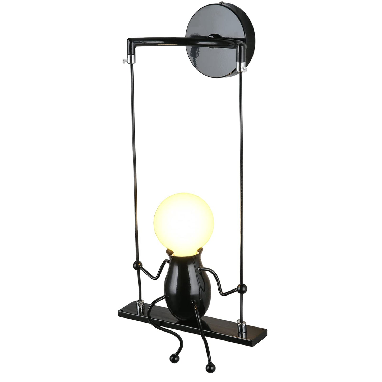 SOUTHPO Wall Light Fixture LED Swing Lamp Mini Doll Design Adjustable Black 1×E26 for Bedroom Decor
