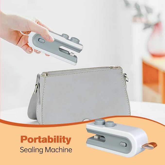 Mini Bag Sealer, 2026 New 2 in 1 Magnetic Food Sealer, USB Rechargeable Chip Bag Sealer Heat Seal Tool, Portable Handheld Snack Sealer Bag Sealing Machine for Snacks and Vegetables (White)