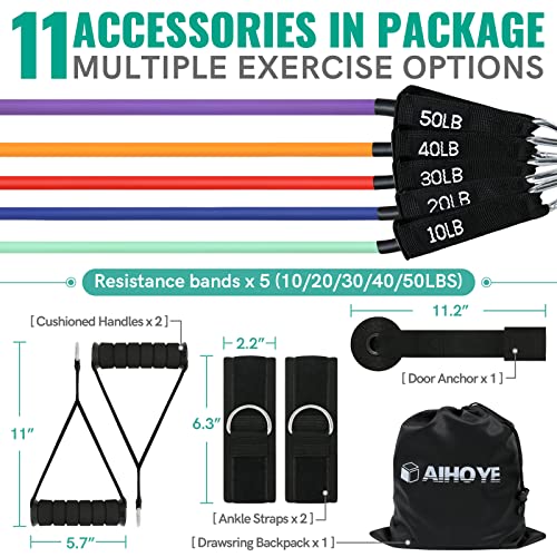 Aihoye Resistance Bands for Working Out, Exercise Bands with Handles, Stretch Bands for Exercise, Workout Bands with Door ...