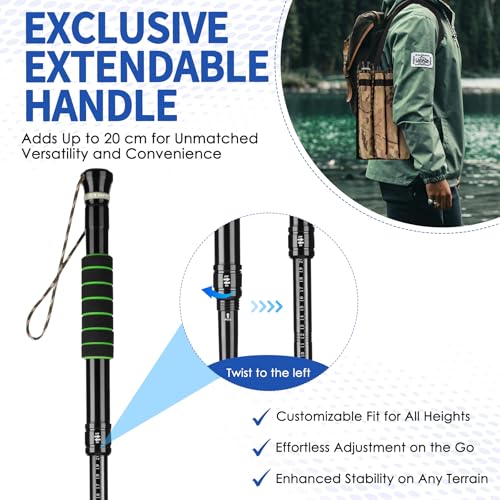 Waisul Tactical Survival Hiking Stick - Retractable Walking Staff with Multitool | Shock Absorption, Unique Twist-Lock & Q...