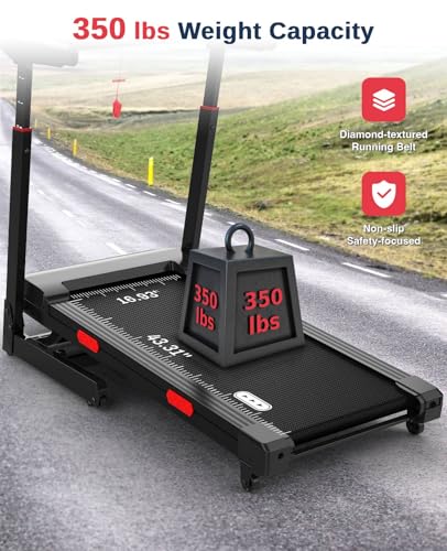 Redliro Treadmill with 15% Auto Incline - 350 lbs Capacity Foldable Running 3.0HP Treadmill for Home - Adjustable Handrail...