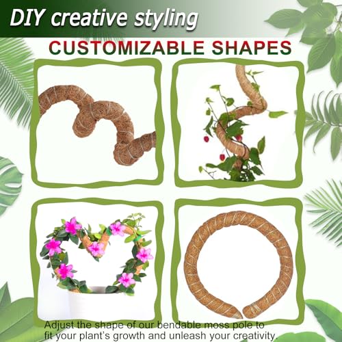 Soupiar 2 Pack 48'' Bendable Moss Pole for Monstera & Pothos - Tall Handmade Coco Coir Plant Support Stakes for Large Clim...