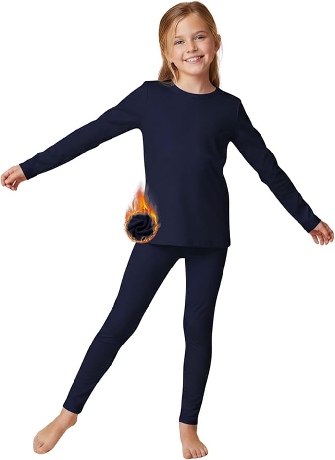 WELAKEN Girls Warm Thermal Underwear Set Kids Winter Base Layer Long Johns Sets for Cold weather/skiing