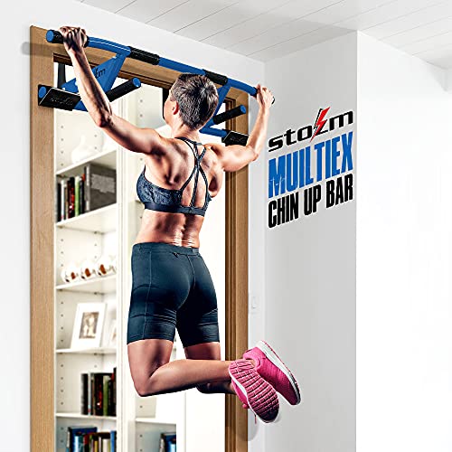 STOZM MultiEx Chin Up Bar – Doorway Chin Up Bar with Multiple Color Options, Push Up Capability, TPE-Protected Grip Positi...