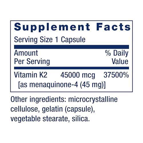 Life Extension Mega Vitamin K2 High Potency for Strong Bones, clinically Studied 45 mg K2 Dosage, Promotes Healthy Bone De...