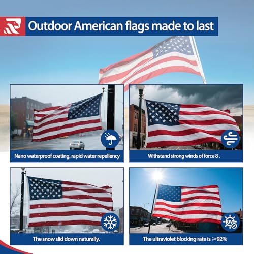 American Flag Durable Nylon 3x5 Ft Outdoor Heavy Duty, Made in USA American Flags ,Longest Lasting Non Fading American Fla...