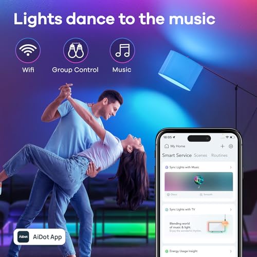 Linkind Matter Smart Light Bulb, WiFi Smart Bulbs, Work with Apple Home, Siri, Alexa, Google, SmartThings, RGBTW Color Cha...