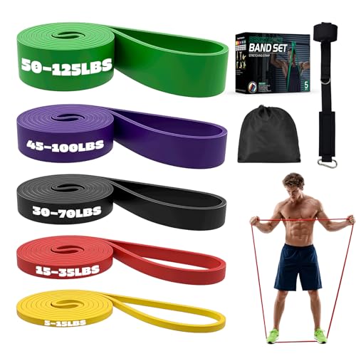 Adostob Resistance Bands Set with Door Anchor, Multi-Levels Pull Up Assistance Bands, Exercise Bands for Working Out, Stre...