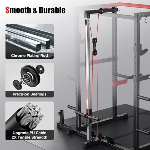 Sportsroyals Power Cage,1600lbs Multi-Function Power Rack with Adjustable Cable Crossover System and More Training Attachm...