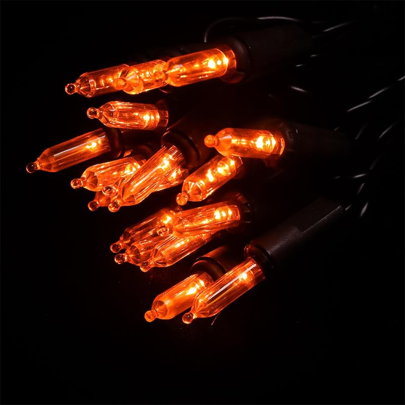 Orange Halloween Led Lights - 2 Pack 100 Count Orange Christmas String Lights For Tree  Party  Holiday  Indoor/Outdoor Halloween Decorations  2 Sets 33 Feet Black Wire  Ul Certified  Connectable