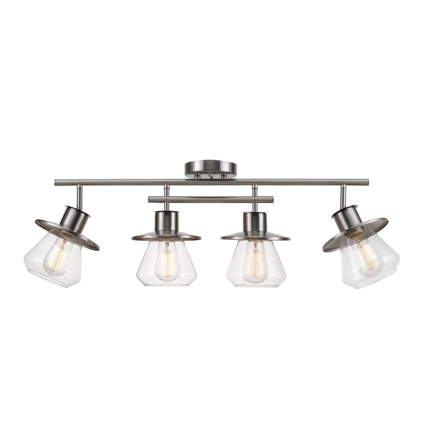 Globe Electric 57504 4-Light Track Lighting, Brushed Nickel, Metal, Clear Glass Shades