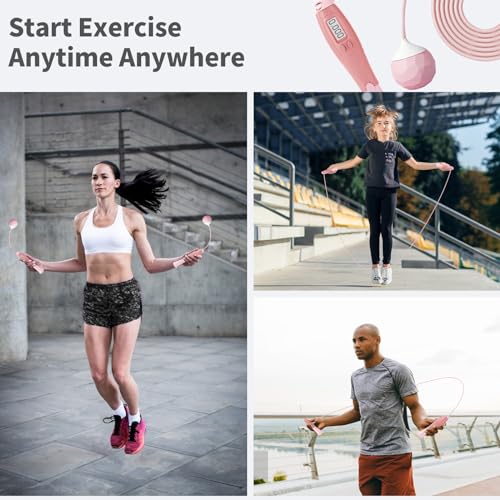 Jump Rope With Counter - Cordless Ropeless Skipping for Fitness Training - Speed Rope With Digital Handle for Exercises - ...