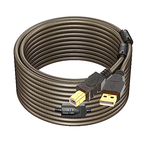 GOSYSONG Active USB Printer Cable 30ft, USB 2.0 USB A to B Printer Cord, Scanner Cord, High Speed Active USB Printer Cabl...