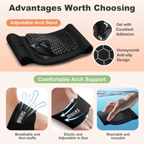 ZAIWOO Wearable Arch Support Inserts for Women & Men – 2 Adjustable Heights, Non-Slip Breathable – Plantar Fasciitis Relie...
