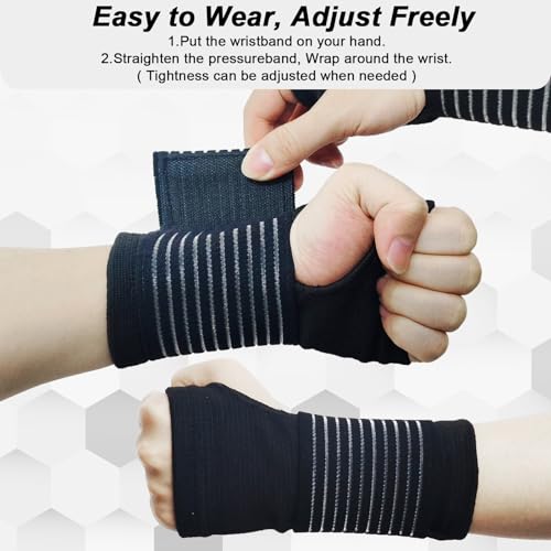 WOXVM 2 Pack Wrist Brace, Compression Wrist Support Splint for Women Men, Adjustable Wrist Strap Compression Wraps Fit Rig...