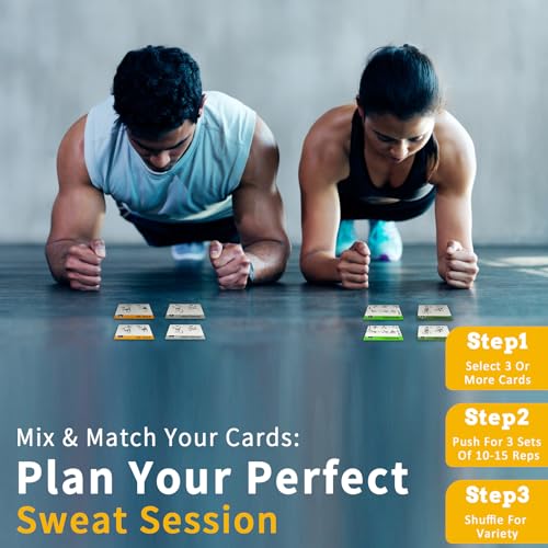 Dumbbell Workout Cards, 62 Large 5"x3.5" Exercise Cards for Home & Gym, Strength Training, Muscle Building, Beginner Fitne...