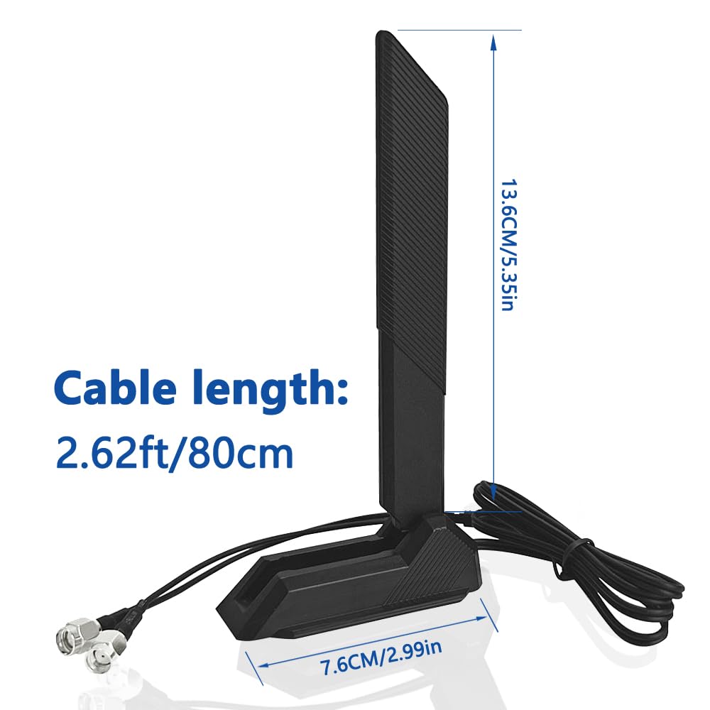 ZAHARA 2.4/5.8/6GHz RP-SMA Tri Band WiFi 6E Antenna for ASUS ROG Strix B550-F Gaming WiFi II/B550-PLUS/Prime B450M-A II/ROG Strix B650-A B650-PLUS B650E-F B550-A B760-I Z690-I Z790-Plus Z790-A Z790-E
