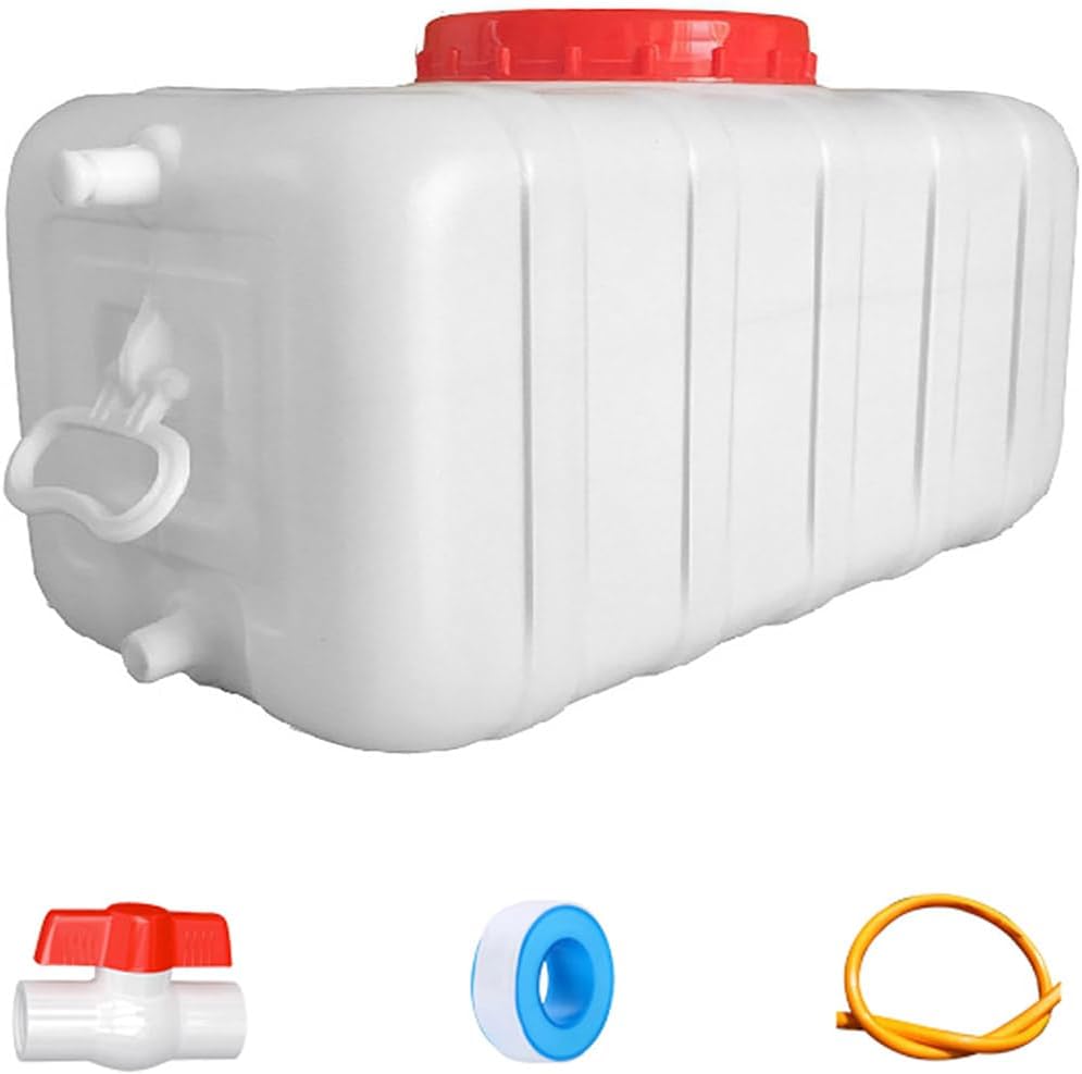 Plastic Water Tank 25L/35L/50L/80L/110L/200L Water Container，Rain Water Tank，Food-Grade Rectangular Thickened Water Tower with Faucet for Household Water Storage(Size:35L)