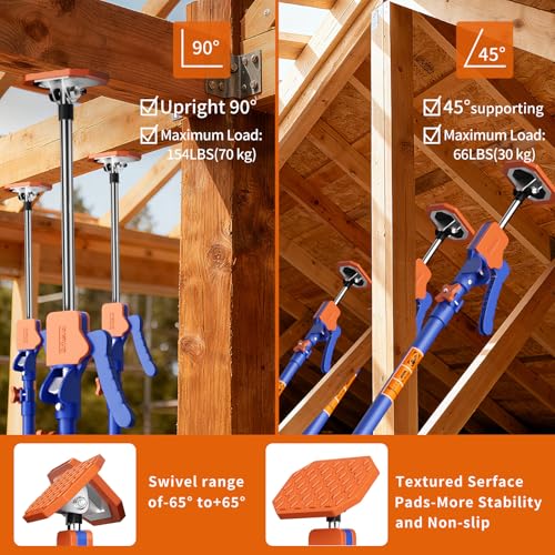 Britevo 4PK Adjustable Telescopic Support Pole, 54-115 inch Cabinet Jack, Heavy Duty 3rd Hand Support System, 154lbs Load-...