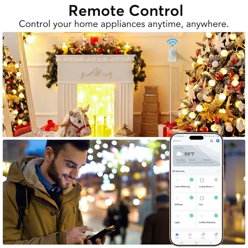 EIGHTREE Smart Plug, WiFi Outlet Works with Alexa & Google Home, Smart Home Socket with Remote Control & Timer Function, ...