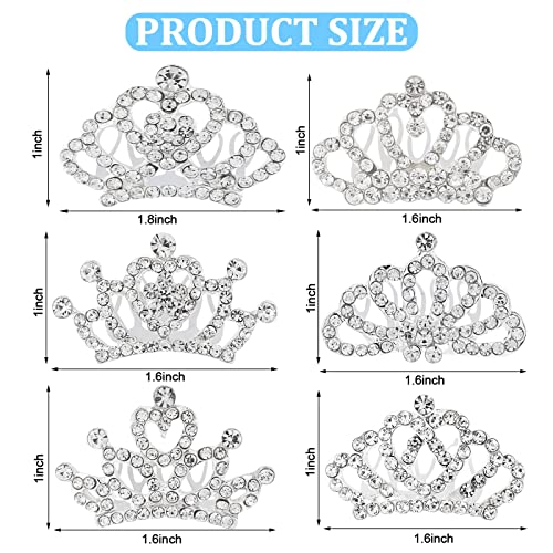 Princess Crown Comb Set for Girl 18 Pcs Silver Tiara Crown with Comb Crystal Tiara Headband Rhinestone Hair Piece Toddler ...