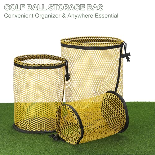 YELARXI Golf Ball Storage Bag Nylon Mesh Golf Pouch with Adjustable Drawstring Closure for Outdoor Sports Supplies