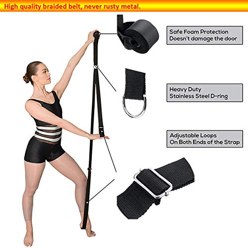 Stretching Strap with Door Anchor & Resistance Band – Improve Leg Stretch Flexibility for Splits, Ballet, Dance, Cheer, Yo...