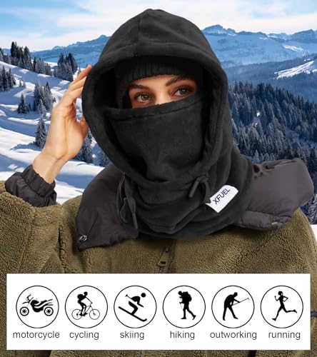 XFUEL Balaclava Ski Mask for Women Men, Winter Thermal Hood Neck Warmer, Plush Lined, Windproof