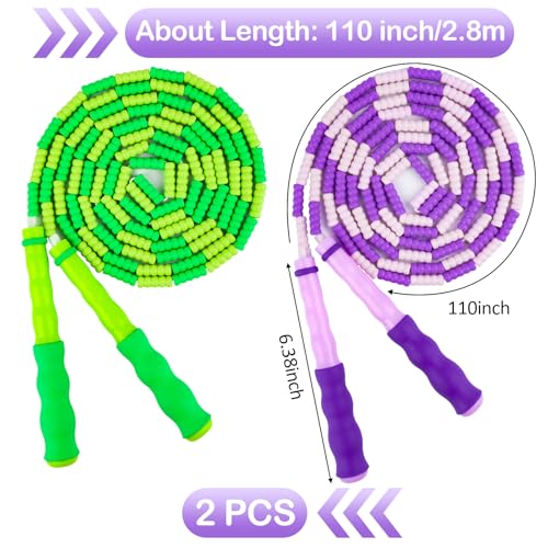 Jump Rope for Kids, Adjustable Jump Ropes for 4 5 6 7 8 10 12, Tangle Free Jumping Rope Age 8-12, Segmented Soft Beaded Sk...