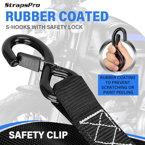 Retractable Ratchet Straps, 1763lb Break Strength Heavy Duty Auto Self Retracting Ratchet Strap with Soft Loops, 1 Inch x ...