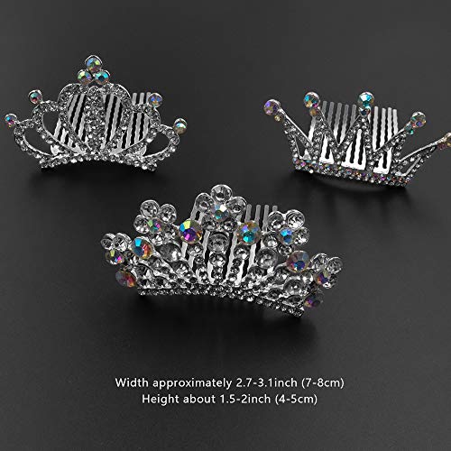 NODG 3 Pieces Silver Tiaras Crown with Hair Comb Mini Tiaras Crown for Women Princess Crystal Shiny Tiaras Headbands for W...
