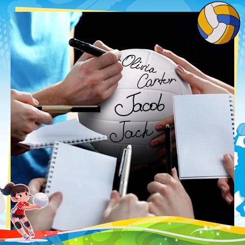 Jexine Autograph All White Volleyball Ball Blank Official Size 5 DIY Painting Plain Volleyball Ball with Needle Pump for A...