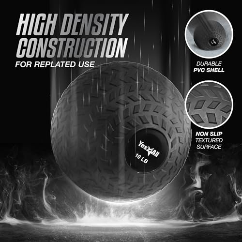 Yes4All Slam Balls, 10-40lb Weighted Ball Weight, Durable PVC Sand Filled Workout Dynamic Slam Ball for Core Strengthen