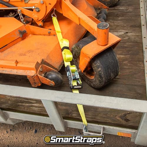 SmartStraps 14’ Ratchet Straps, 2 Pack –5,000lbs Break Strength, 1,667lbs Safe Work Load –Commercial Tie Down Straps for H...