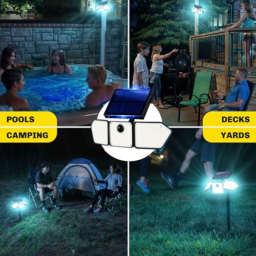 Bionic Flood Light 2 Pk Solar Lights Outdoor Waterproof, Ultra Bright 89 LEDs, 3 Heads Wide Angle Motion Sensor Outdoor Li...