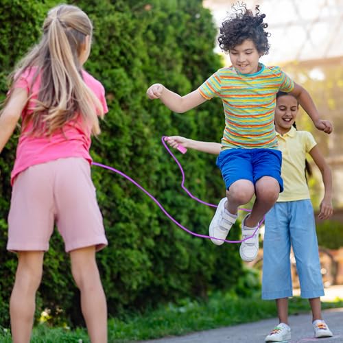 Jump Ropes for Kids, Colorful Jump Ropes for Kids Bulk, Adjustable Skipping Ropesfor Boys Girls, Tangle-Free Plastic Jumpi...