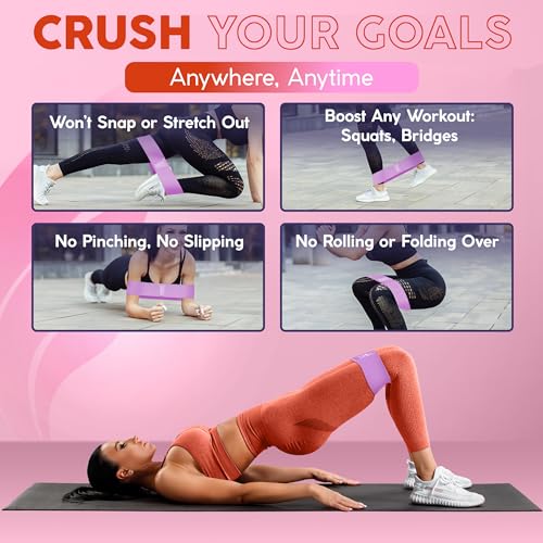 Premium Fabric Resistance Bands for Glutes & Legs – Set of 3 | Non-Slip, Elastic, Durable, Includes Travel Bag, Workout Gu...