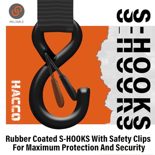 Haccoplanet Ratchet Tie Down Straps, 2340lb Break Strength, 4pc 1inch x 16FT Tie Down Strap Set with Padded Handles & Coat...