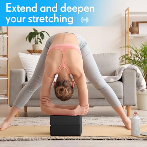 RoundFunny 4 Pack Yoga Blocks Non Slip Pilates Brick Foam Blocks Pilates Dance Gymnastics Workout Fitness Props Tool for S...