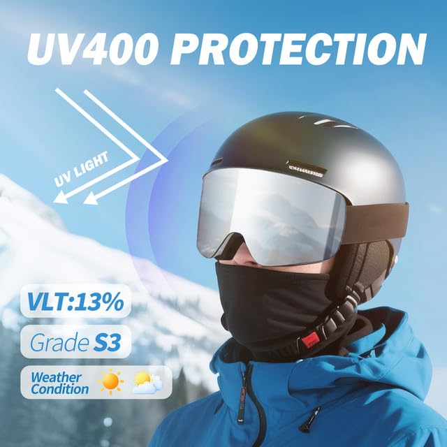 VCOROS Snowboard Ski Goggles Men Women Frameless Anti Fog OTG Snow Goggles Skating Skiing Snowmobile Detachable Lens